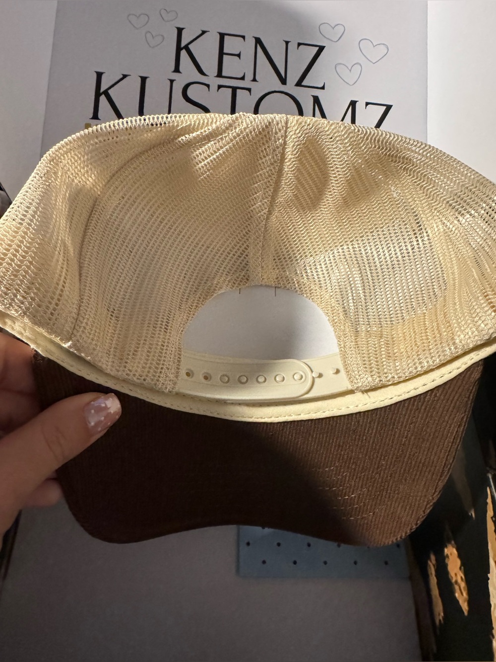Lucky Mallard Embroidered Trucker Hat - Cream and Brown - Picture 2 of 2